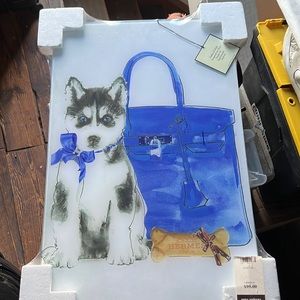 Husky Hermes glass art.